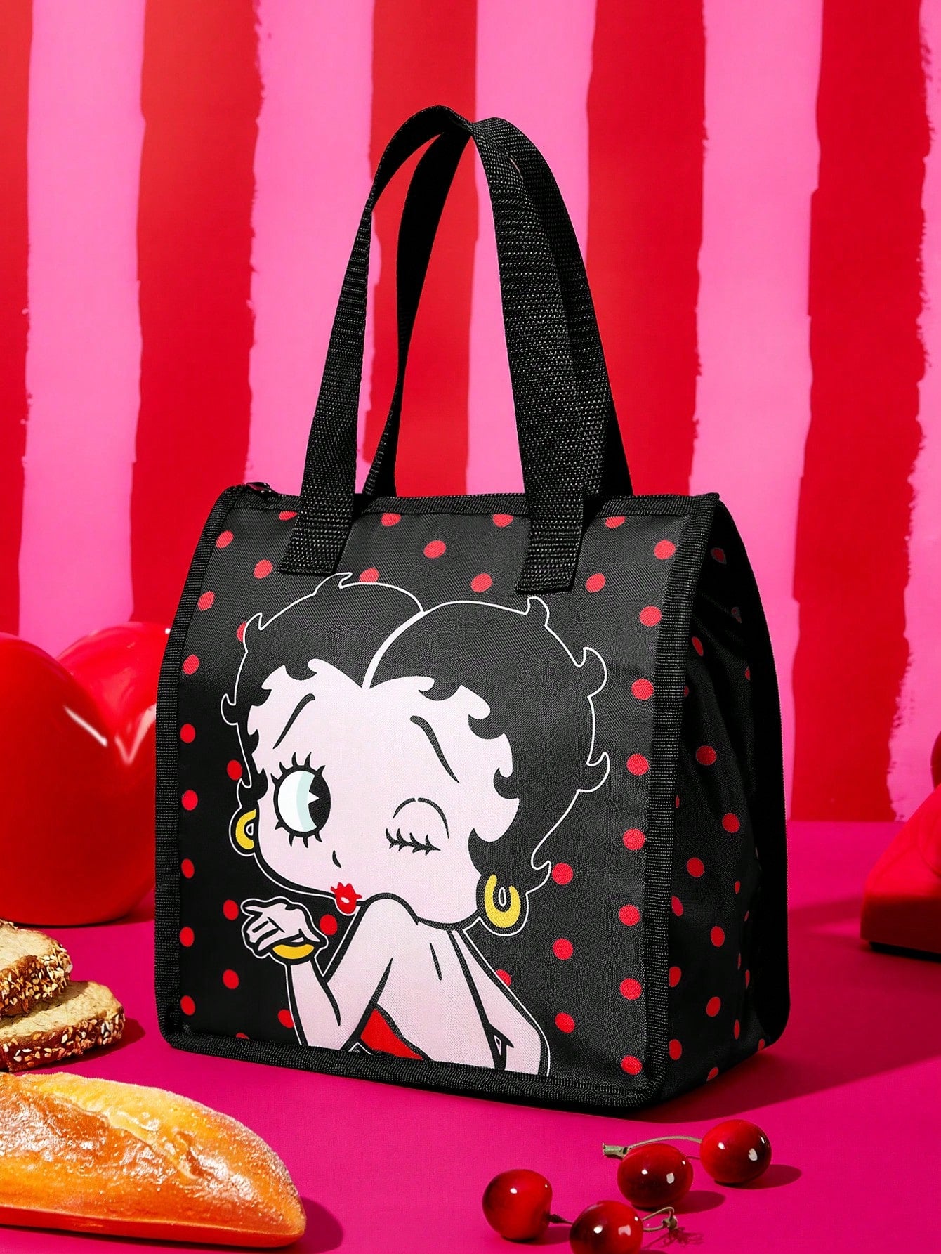Betty Boop x 1 Patterned Printed Thermal Lunch Bag To Keep Food Warm Or Cold, Picnic Bag, Large Capacity, Can Hold Lunch Boxes And Drinks, Suitable For Picnics, Camping, Travel, Family Use, Suit