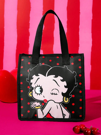 Betty Boop x 1 Patterned Printed Thermal Lunch Bag To Keep Food Warm Or Cold, Picnic Bag, Large Capacity, Can Hold Lunch Boxes And Drinks, Suitable For Picnics, Camping, Travel, Family Use, Suit