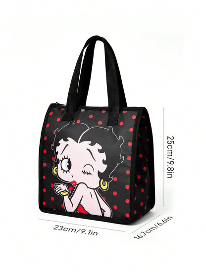 Betty Boop x 1 Patterned Printed Thermal Lunch Bag To Keep Food Warm Or Cold, Picnic Bag, Large Capacity, Can Hold Lunch Boxes And Drinks, Suitable For Picnics, Camping, Travel, Family Use, Suit