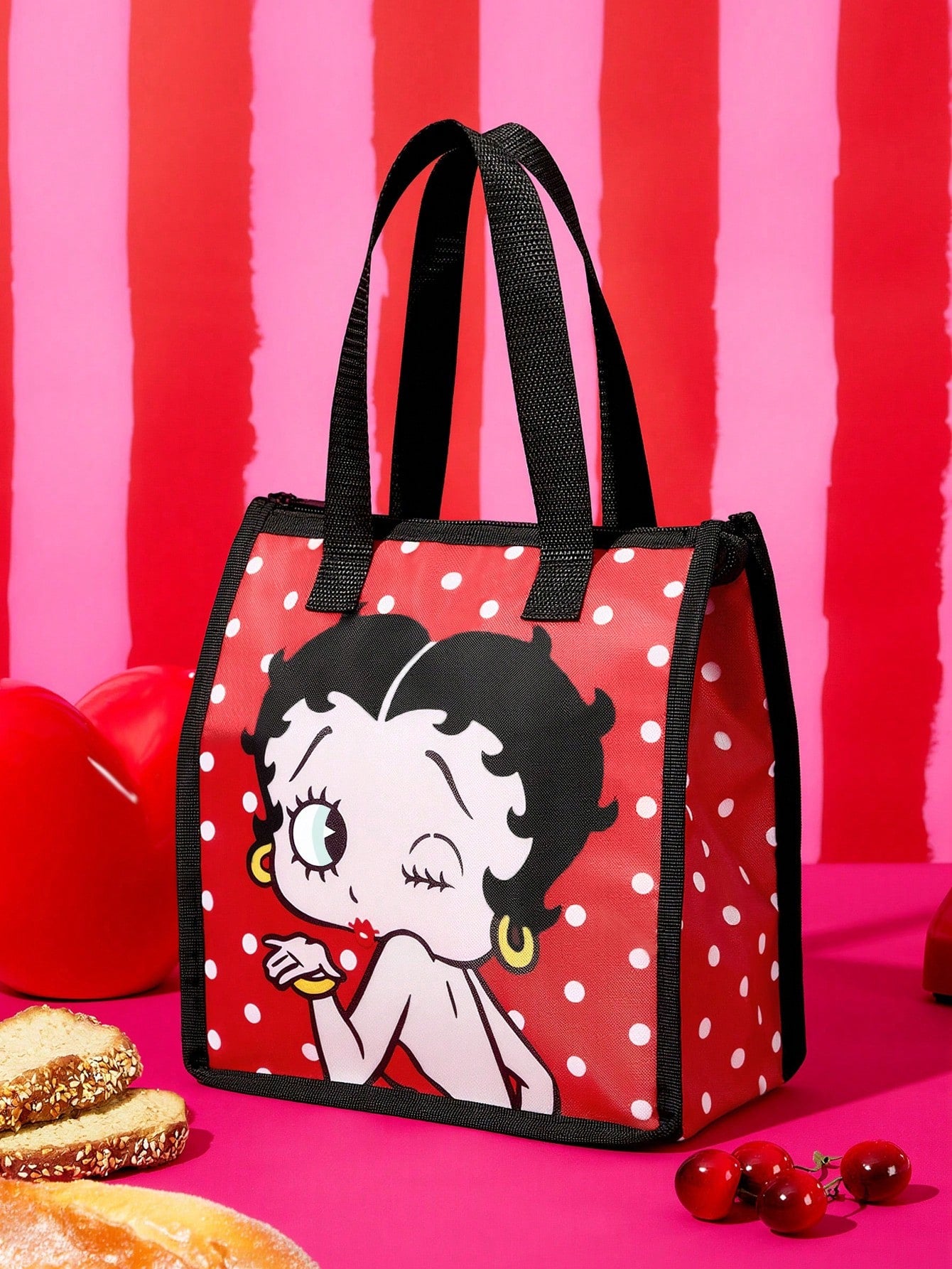 Betty Boop x 1 Patterned Printed Thermal Lunch Bag To Keep Food Warm Or Cold, Picnic Bag, Large Capacity, Can Hold Lunch Boxes And Drinks, Suitable For Picnics, Camping, Travel, Family Use, Suit