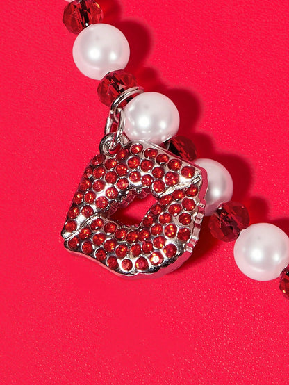 Betty Boop x Fashion Zinc Alloy Red White Handmade Beaded Mobile Phone Chain Ladies Sweet Mobile Phone Lanyard Mobile Phone Charm, Love, Love, Kiss,Gift Ideas,Party,Holiday,Valentine's Day