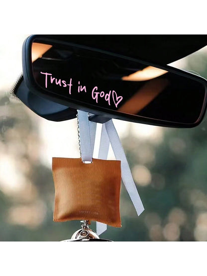 Bible Verses Christian Mirror Sticker- Trust In God, Faith Hope Love, Self Adhesive Shiny Look, Teacher Gifts, "Trust In God" Pattern With Heart Shape