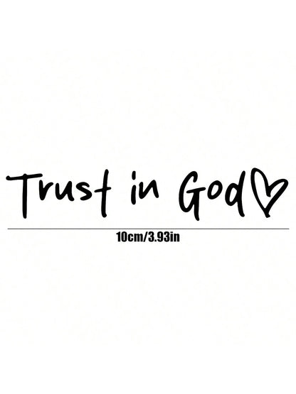 Bible Verses Christian Mirror Sticker- Trust In God, Faith Hope Love, Self Adhesive Shiny Look, Teacher Gifts, "Trust In God" Pattern With Heart Shape