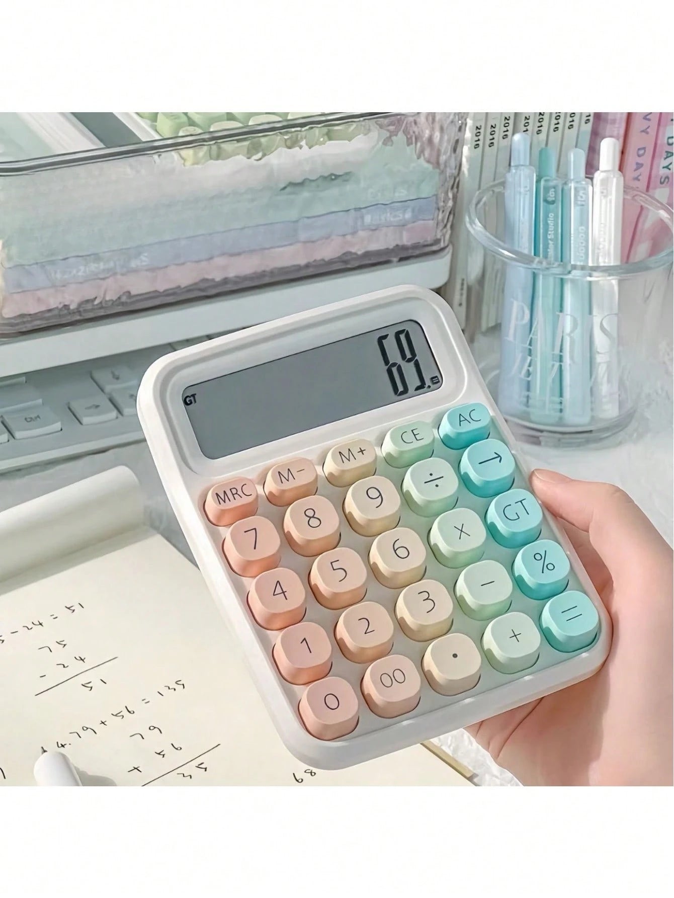 Big Screen Keys Computer Financial Accounting Multi-Color Gradient Calculator Special For Students Back To School Gift
