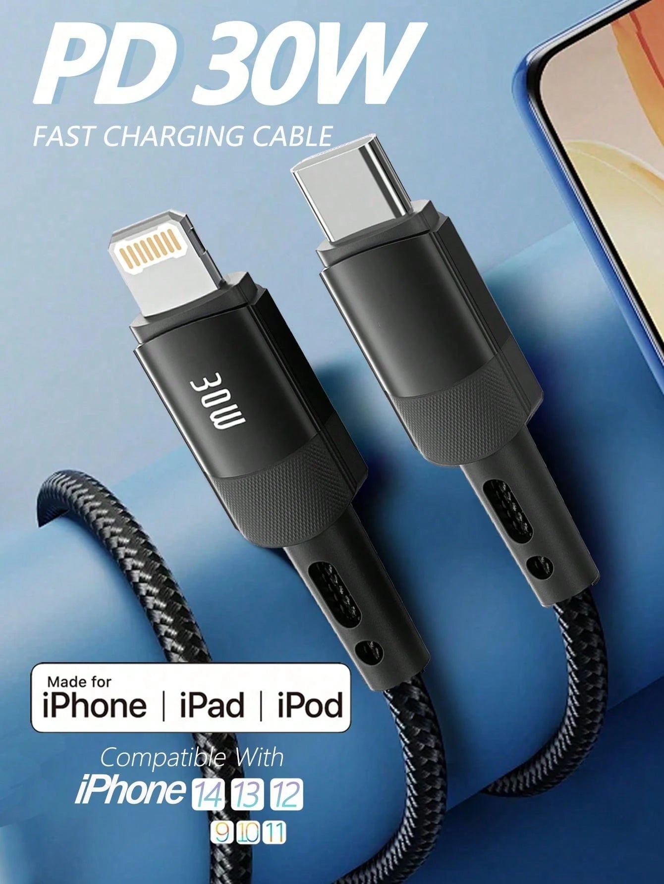 BinBoom 30W Compatible Apple Charging Cable [MFi Certified] Lightning Data Cable [Fast Charging & High Speed] USB-C Charging Cable, Compatible With Apple 14/13/12/11 Pro/XS MAX/XR/XS/X/8/7/Plus/6S/6/S