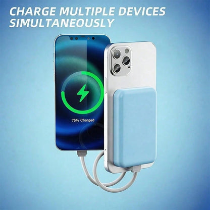 Black 5000mAh Magnetic Wireless Power Bank, 15W Wireless Pad Function And 22.5W USB-C Fast Charge Port For Day Trips, With Battery Level Screen, Compact Lightweight Shape And Smooth Phone Alignment, M