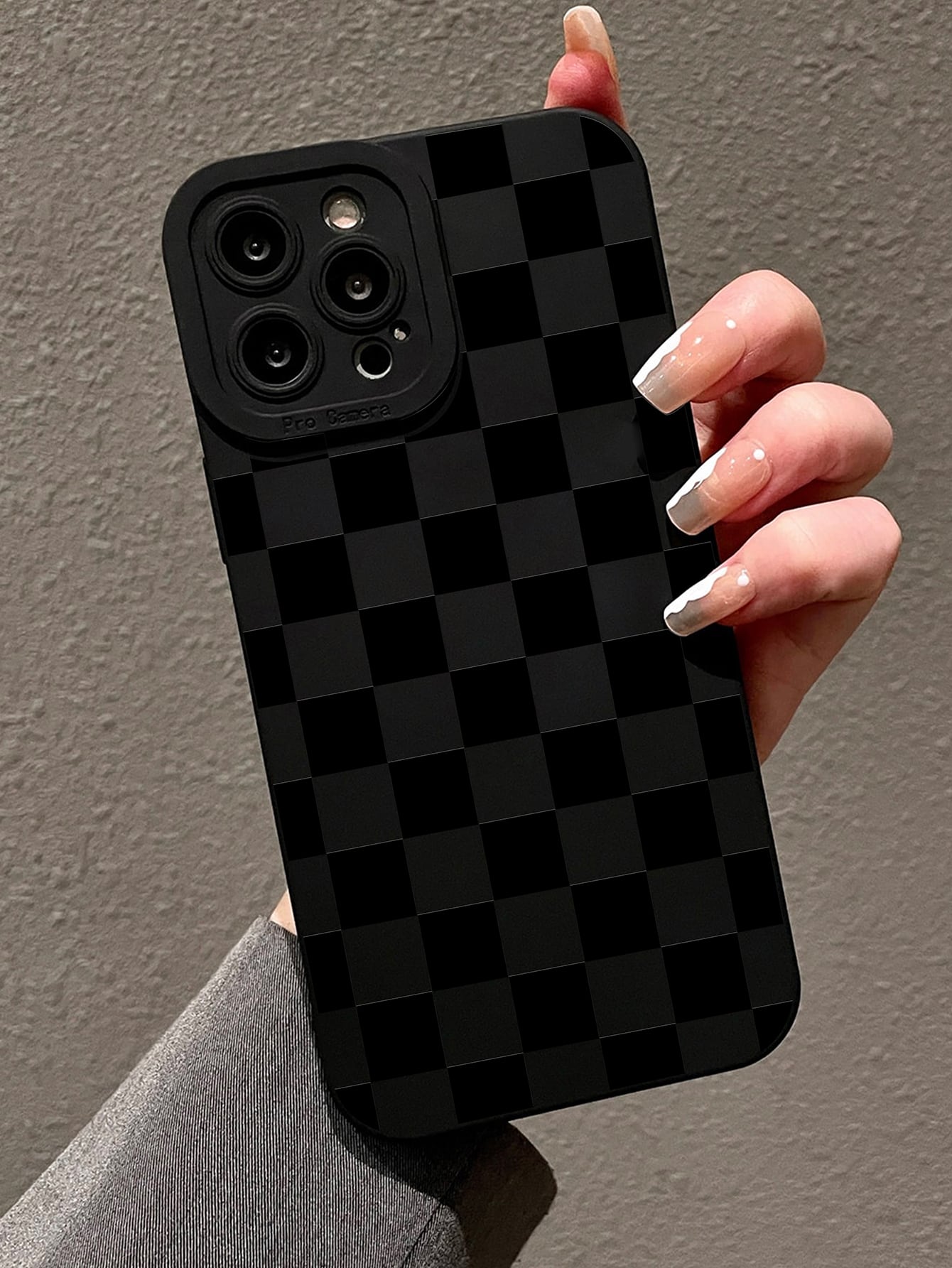 Black Checkered Pattern Fashion Phone Case Apple Vintage Checkered Print Phone Case Compatible With IPhone15/15Plus/15Pro/15Promax Waterproof Shockproof Anti-Fall Scratch Resistant International Versi
