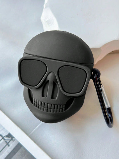 Black Halloween Bluetooth Earphone 1pc Unique Funny 3D Skull Headphone Protective Case Gift Party