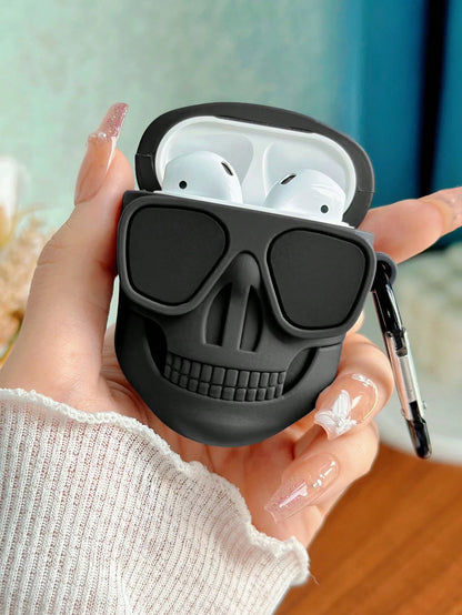 Black Halloween Bluetooth Earphone 1pc Unique Funny 3D Skull Headphone Protective Case Gift Party