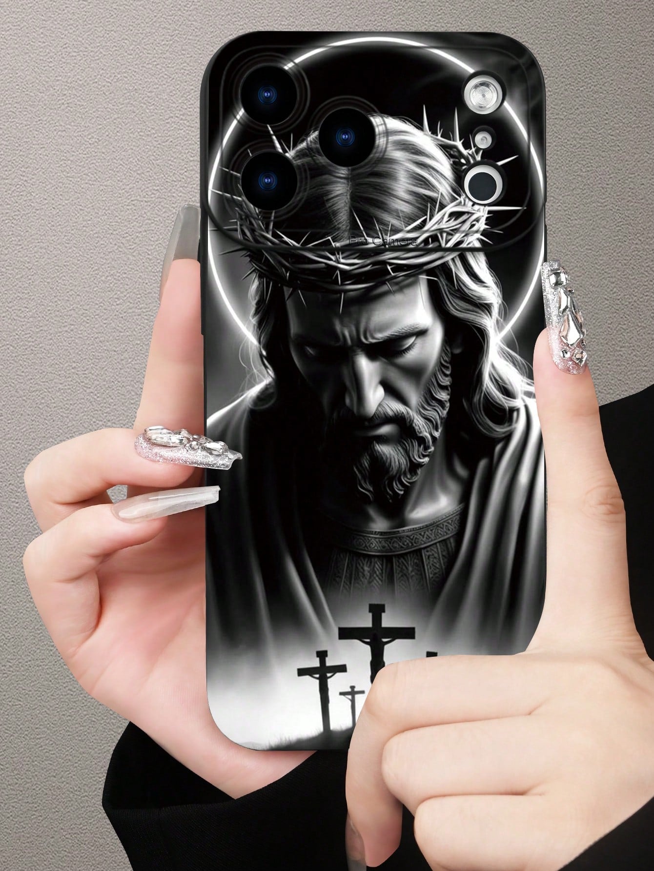 Black & White Character 2D Pattern Creative Cool Personalized Religious Believer Style Soft Protective Case, Matte Black Full Coverage Dustproof Waterproof Soft Shell, Suitable As Gift For Friends, Fa