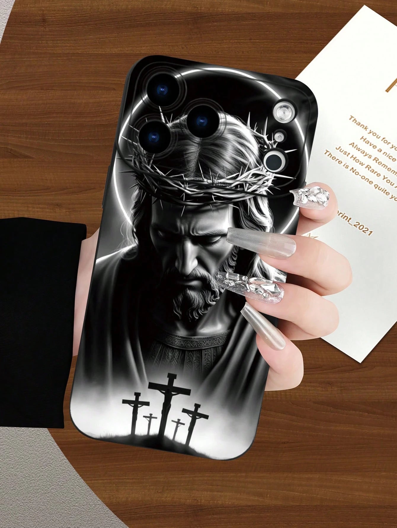 Black & White Character 2D Pattern Creative Cool Personalized Religious Believer Style Soft Protective Case, Matte Black Full Coverage Dustproof Waterproof Soft Shell, Suitable As Gift For Friends, Fa