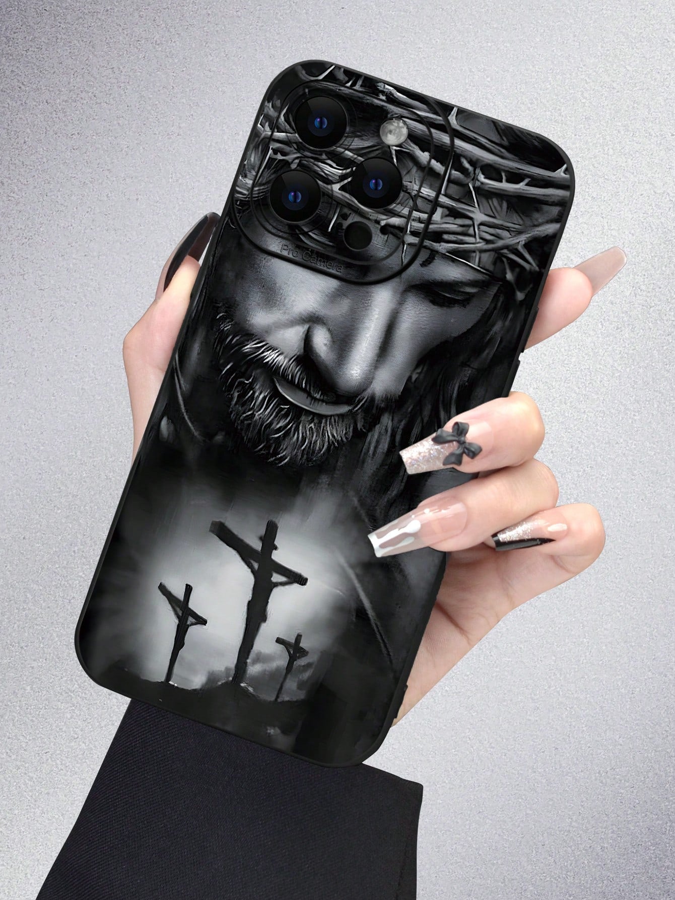 Black & White Character 2D Pattern Creative Cool Personalized Religious Believer Style Soft Protective Case, Matte Black Full Coverage Dustproof Waterproof Soft Shell, Suitable As Gift For Friends, Fa
