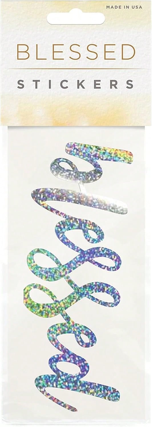 Blessed Sticker, Platinum Sparkle (Holographic)- Use Decals On Windows, Laptops, Notebooks, Canteens, Water Bottles, Rear Windshield (Platinum