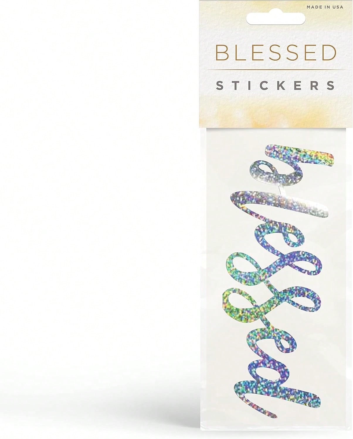 Blessed Sticker, Platinum Sparkle (Holographic)- Use Decals On Windows, Laptops, Notebooks, Canteens, Water Bottles, Rear Windshield (Platinum