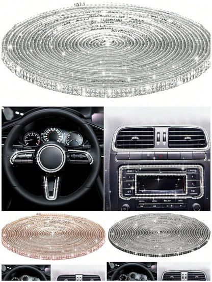 Bling Car Trim Strips, Bling Car Trim Strips, Rhinestone Strips For Car Dashboard Decoration Glitter Interior Exterior Accessories Automotive Diamond Inlaid Decorative Strip DIY 1pc