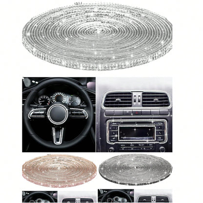 Bling Car Trim Strips, Bling Car Trim Strips, Rhinestone Strips For Car Dashboard Decoration Glitter Interior Exterior Accessories Automotive Diamond Inlaid Decorative Strip DIY 1pc