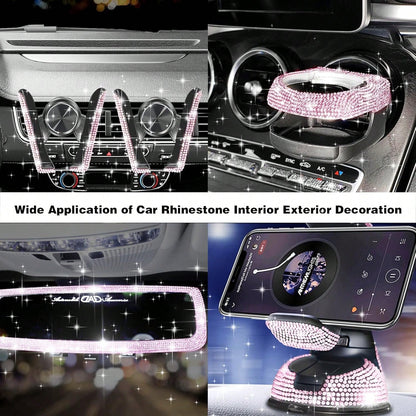 Bling Car Trim Strips, Bling Car Trim Strips, Rhinestone Strips For Car Dashboard Decoration Glitter Interior Exterior Accessories Automotive Diamond Inlaid Decorative Strip DIY 1pc