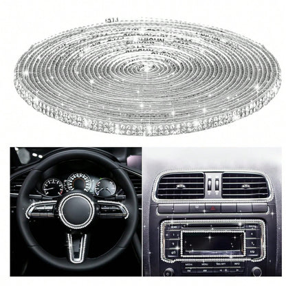 Bling Car Trim Strips, Bling Car Trim Strips, Rhinestone Strips For Car Dashboard Decoration Glitter Interior Exterior Accessories Automotive Diamond Inlaid Decorative Strip DIY 1pc
