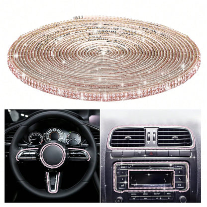 Bling Car Trim Strips, Bling Car Trim Strips, Rhinestone Strips For Car Dashboard Decoration Glitter Interior Exterior Accessories Automotive Diamond Inlaid Decorative Strip DIY 1pc