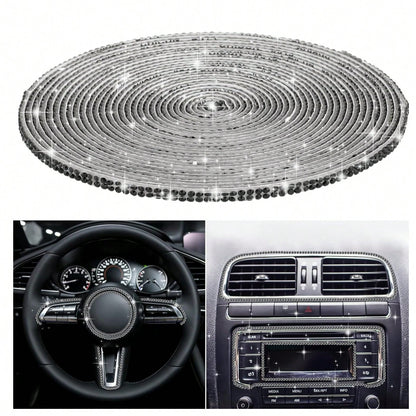 Bling Car Trim Strips, Bling Car Trim Strips, Rhinestone Strips For Car Dashboard Decoration Glitter Interior Exterior Accessories Automotive Diamond Inlaid Decorative Strip DIY 1pc