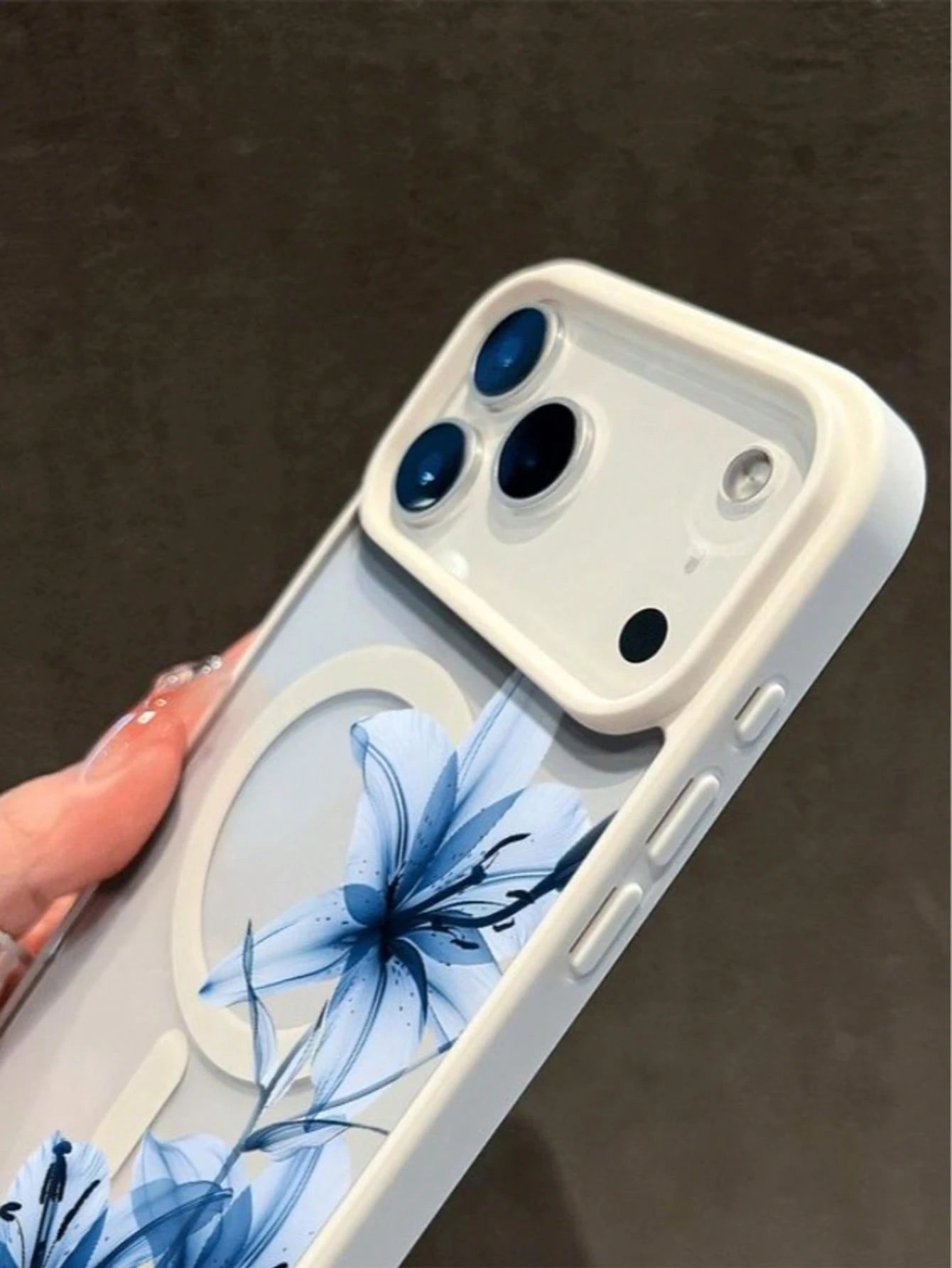 Blue Lily Magnetic MagSafe Snap Case. It's Suitable For IPhone 17, 17 Air, 17 Pro, 17 Pro Max, 16, 15, 14 Pro Max, 13, 12, 11 Plus, And The Galaxy S22/S23/S24/25/26 Ultra/FE+. It's A Shockproof Acryli