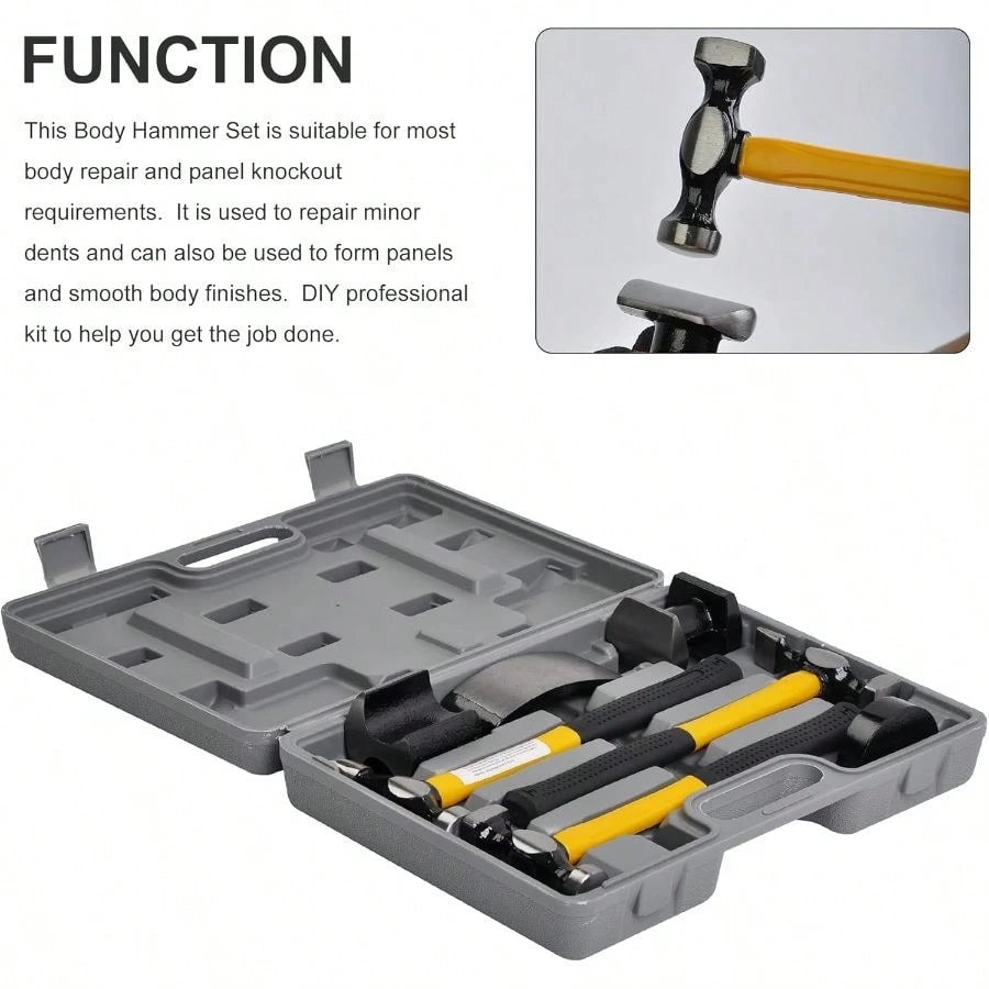 Body Shaping And Forming Repair Piece Kit- Roller Fixer Dent Remover Set With Hammer And Dolly