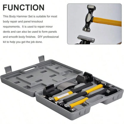 Body Shaping And Forming Repair Piece Kit- Roller Fixer Dent Remover Set With Hammer And Dolly