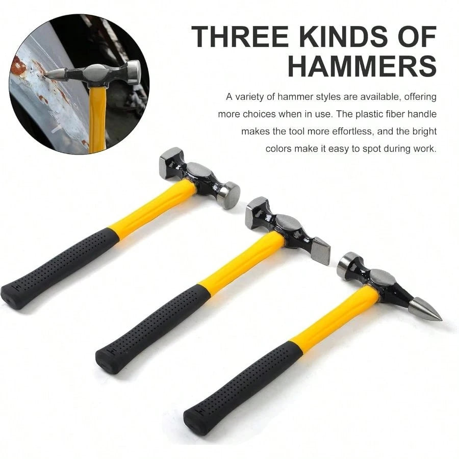 Body Shaping And Forming Repair Piece Kit- Roller Fixer Dent Remover Set With Hammer And Dolly