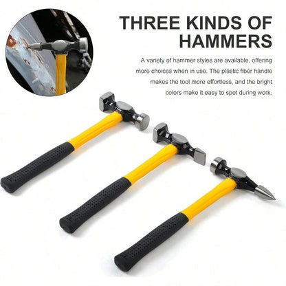 Body Shaping And Forming Repair Piece Kit- Roller Fixer Dent Remover Set With Hammer And Dolly
