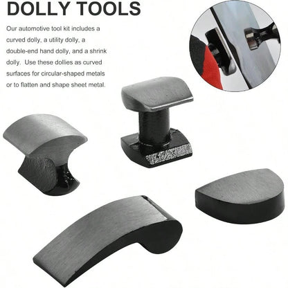 Body Shaping And Forming Repair Piece Kit- Roller Fixer Dent Remover Set With Hammer And Dolly