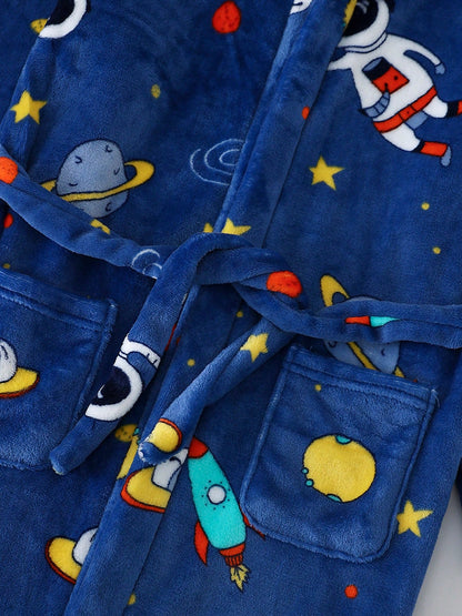 Boys Girls Bathrobes,Children's Flannel Hooded Pajamas Sleepwear For Kids ﻿