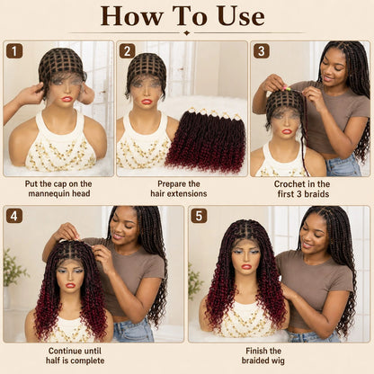 Braided Wig Cap Kit With Crochet Hook – DIY Crochet Wig Cap Set, Square Part Braiding Cap, Includes Wig Caps & Hook For Easy Hair Installation & Protective Styling