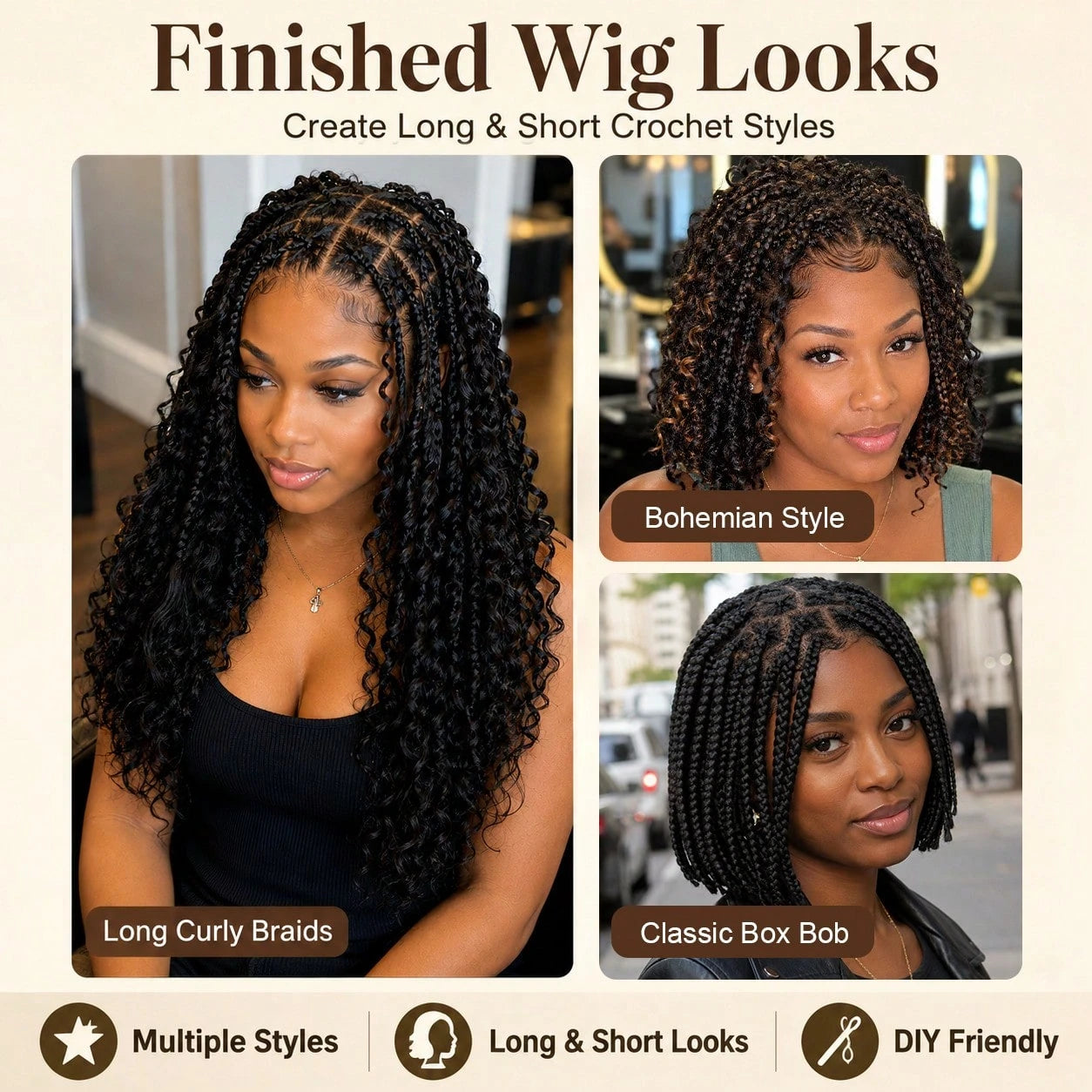 Braided Wig Cap Kit With Crochet Hook – DIY Crochet Wig Cap Set, Square Part Braiding Cap, Includes Wig Caps & Hook For Easy Hair Installation & Protective Styling