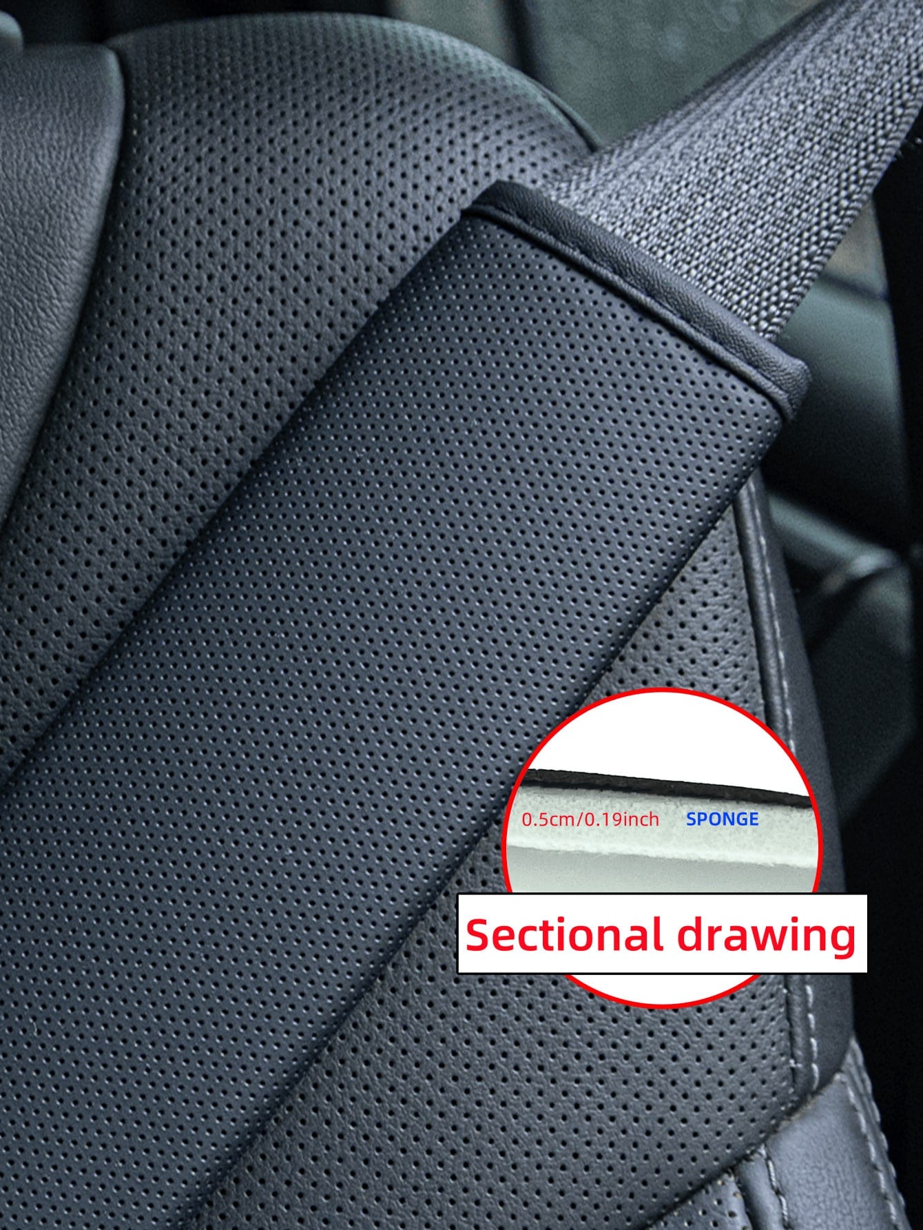 Breathable Perforated Synthetic Leather Car Seat Belt Cover Universal Seat Belt Protection Cover