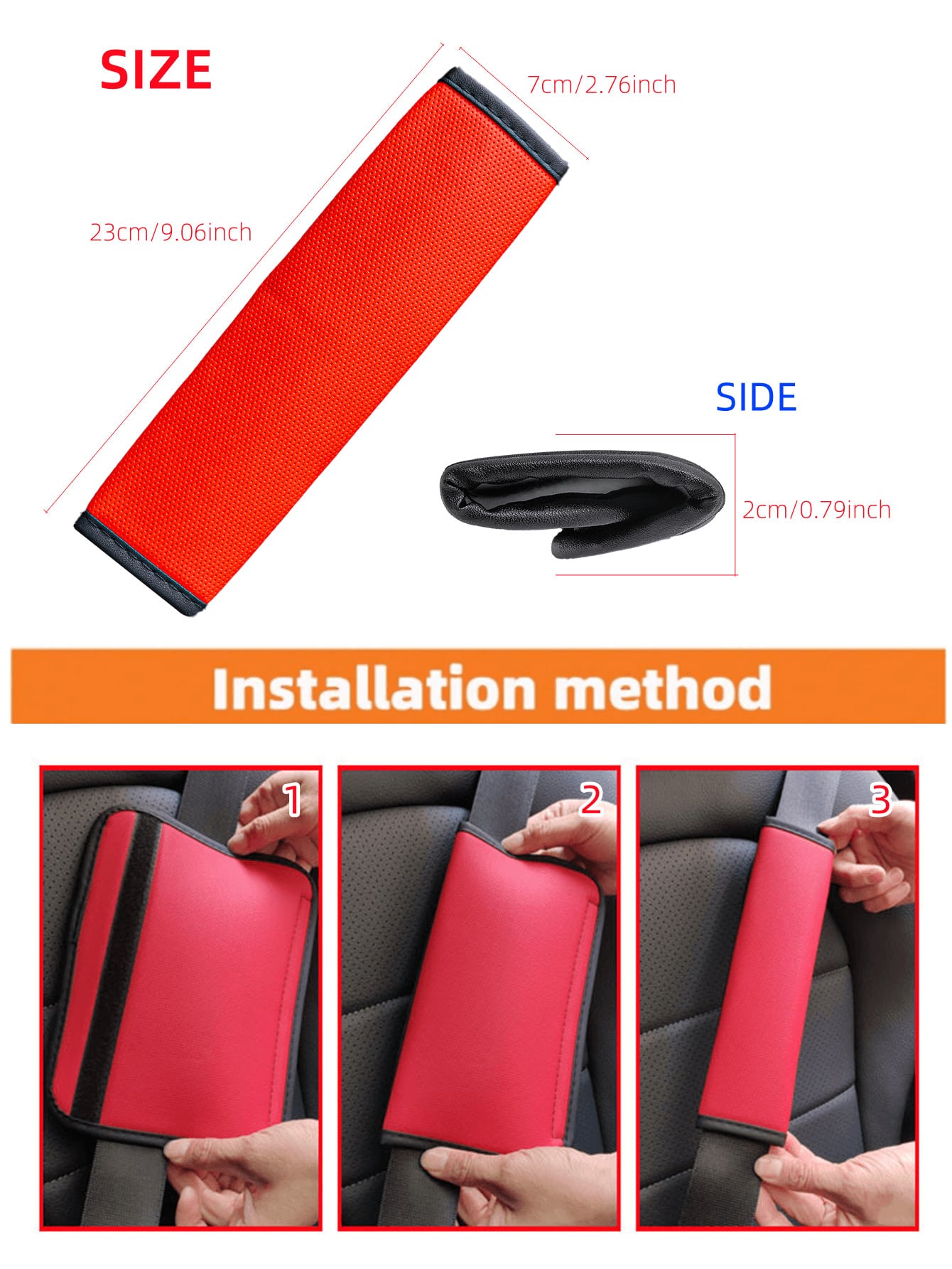 Breathable Perforated Synthetic Leather Car Seat Belt Cover Universal Seat Belt Protection Cover