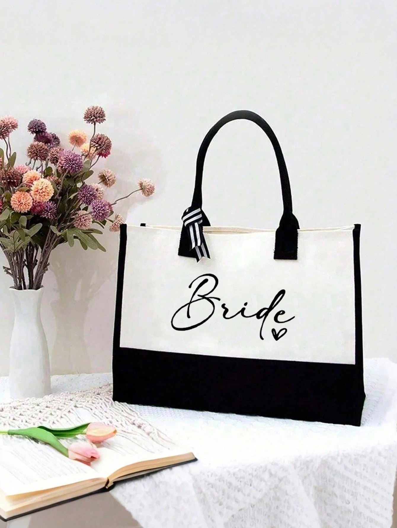 Bride Handbag And Cosmetic Bag Set, Bride Printed Zipper Cosmetic Bag, Personalized Bride Gift, Suitable For Wedding, Bridal Shower, Bachelorette Party, Engagement, Honeymoon, Gift For Best Friend, Br