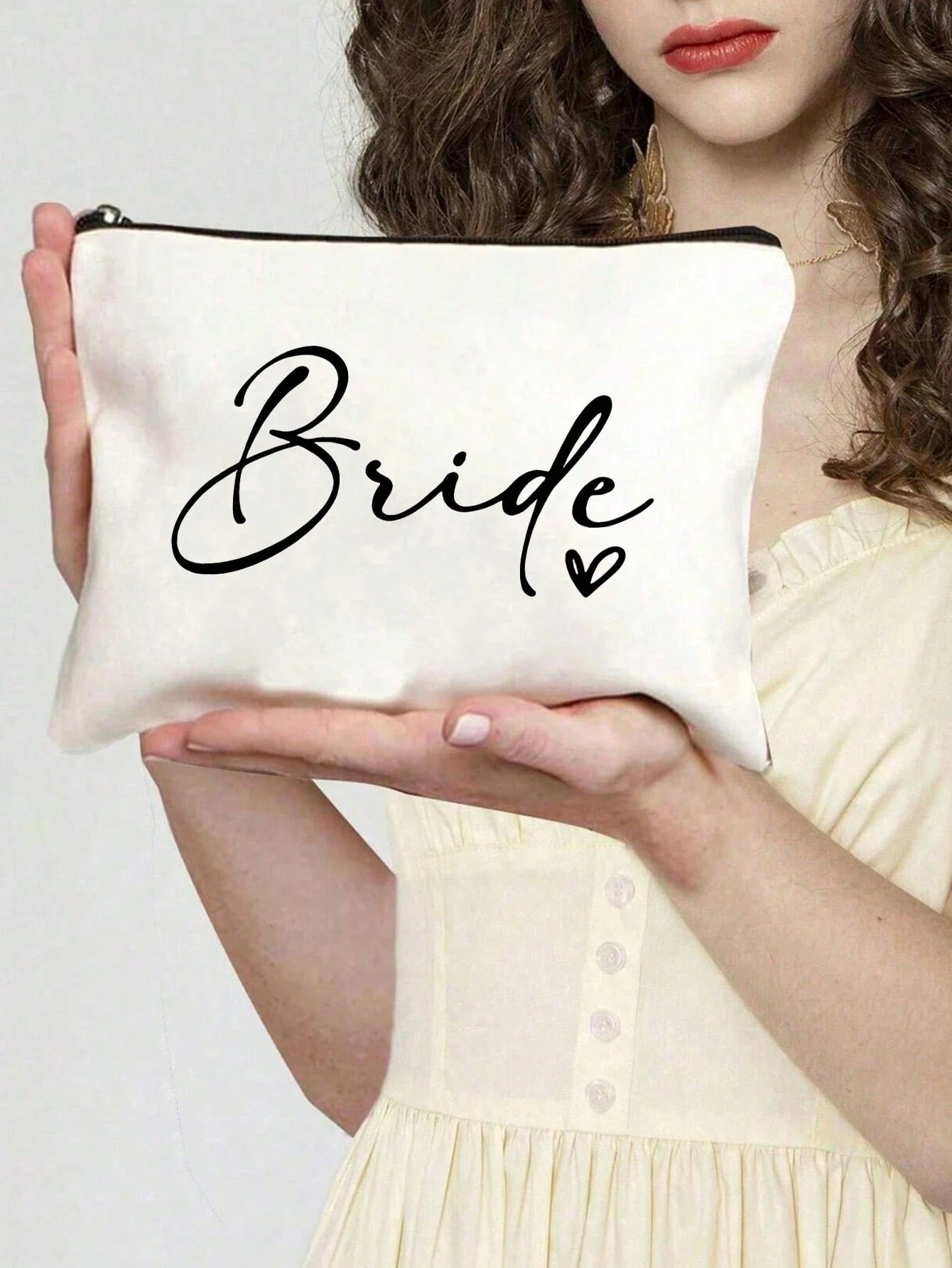 Bride Handbag And Cosmetic Bag Set, Bride Printed Zipper Cosmetic Bag, Personalized Bride Gift, Suitable For Wedding, Bridal Shower, Bachelorette Party, Engagement, Honeymoon, Gift For Best Friend, Br