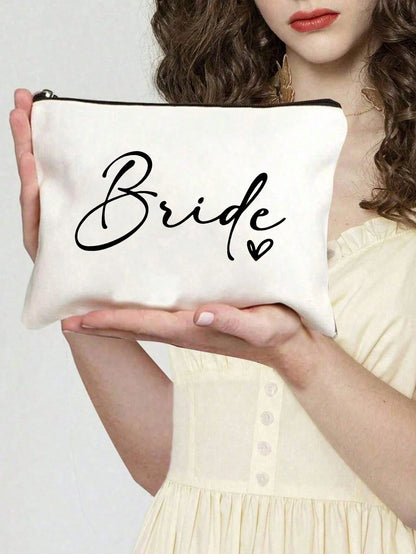 Bride Handbag And Cosmetic Bag Set, Bride Printed Zipper Cosmetic Bag, Personalized Bride Gift, Suitable For Wedding, Bridal Shower, Bachelorette Party, Engagement, Honeymoon, Gift For Best Friend, Br