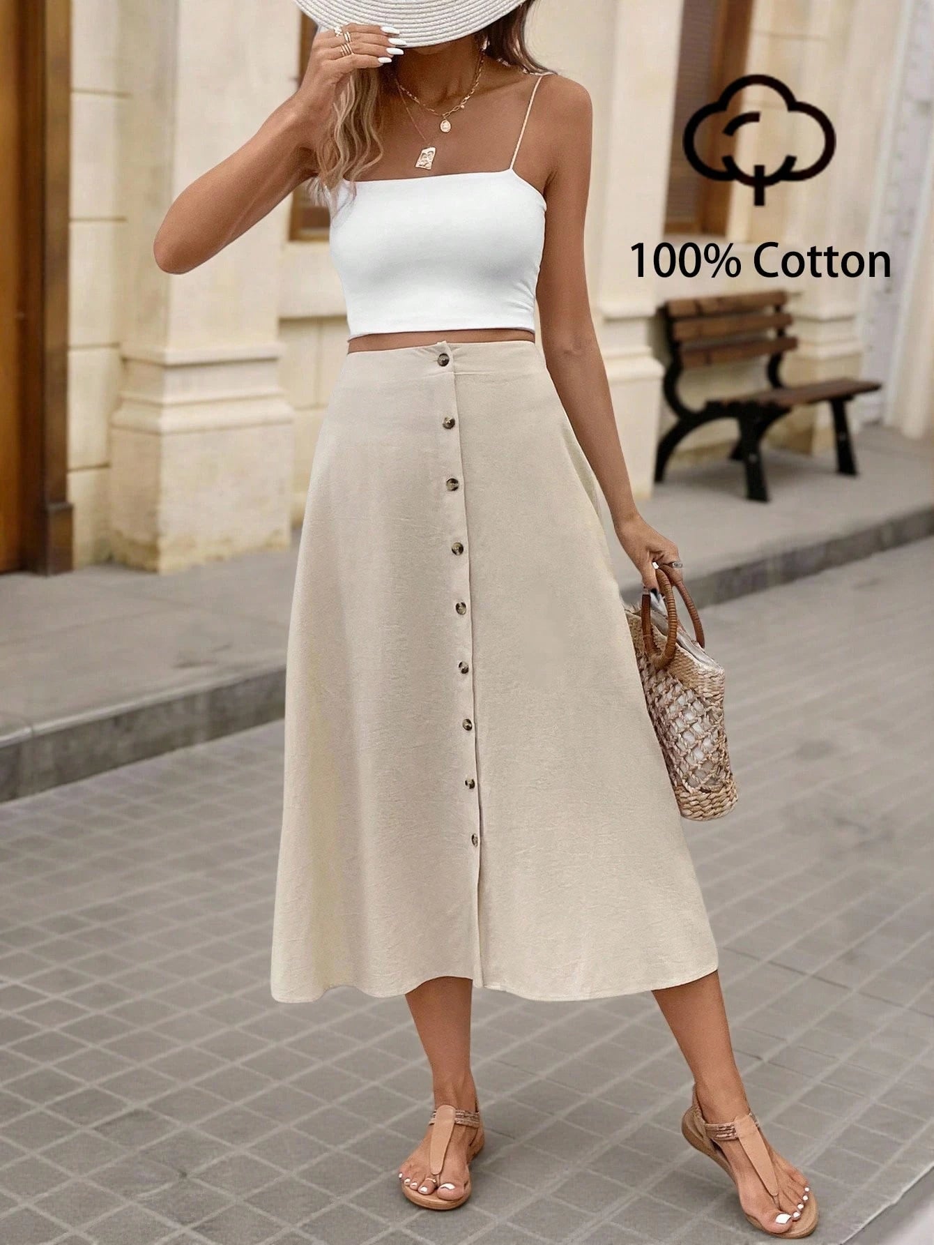 Brillora Casual Navy Blue Fabric A Line Long Skirt For Women