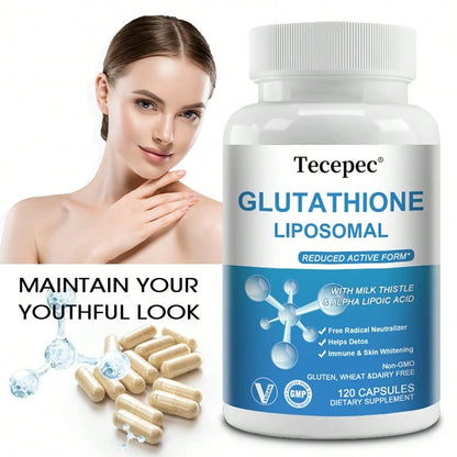 Bunkell Glutathione Liposomal Capsules- With Milk Thistle & Alpha Lipoic Acid- Support Immune & Skin Whitening- 120 Capsules