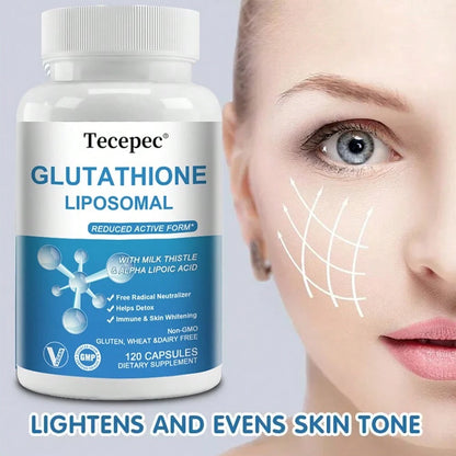 Bunkell Glutathione Liposomal Capsules- With Milk Thistle & Alpha Lipoic Acid- Support Immune & Skin Whitening- 120 Capsules