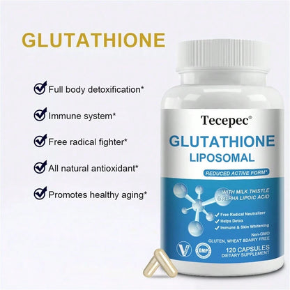Bunkell Glutathione Liposomal Capsules- With Milk Thistle & Alpha Lipoic Acid- Support Immune & Skin Whitening- 120 Capsules