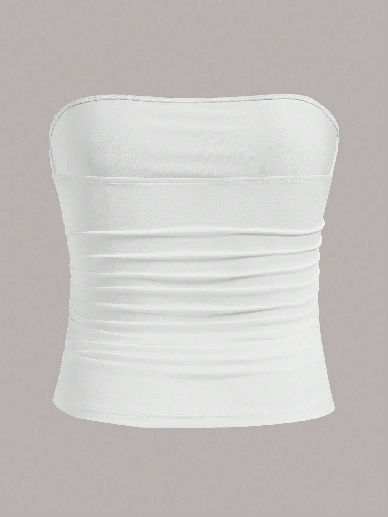 Calvaya Plus Size Women Solid Color Pleated Ruched Casual Top