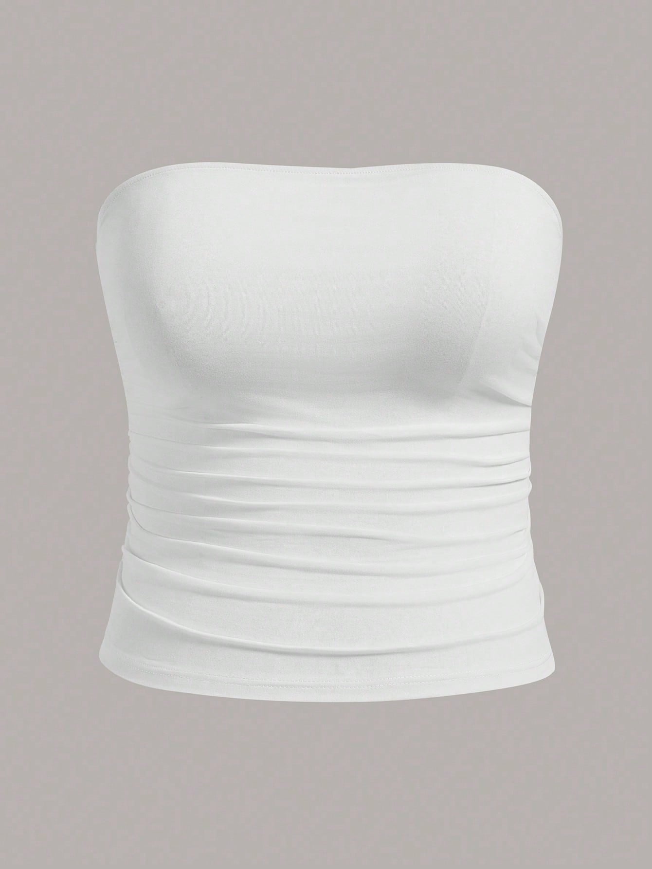 Calvaya Plus Size Women Solid Color Pleated Ruched Casual Top