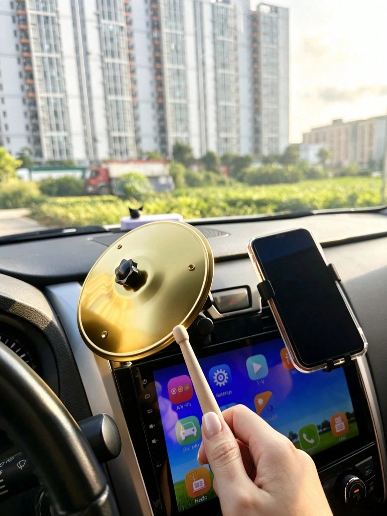 Car Air Vent Bell Drum, Durable Mini Drum Car Air Vent Decoration, Suitable For All Car Models, Easy Installation, Fun Car Interior Dashboard Accessory, Suitable For Music Lovers, Travel, Graduation S