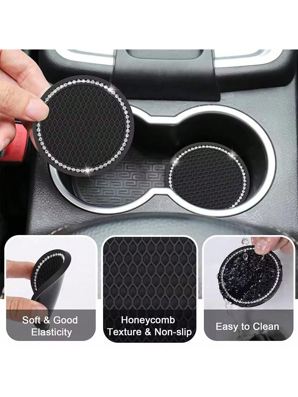 Car Anti-Skid Mat, Honeycomb Water Cup Mat, Car Cup Holder, Embedded Jewelry Silicone Cup Mat, Car Interior Accessory Mat