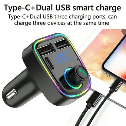 Car Audio MP3 Modulator 3.1A Player Audio Receiver, 2 USB Fast Charging Ports, Compatible With Apple, Android Phones, Laptops, Fast Charging Adapter Supports Fast Charging And Multiple Devices, Portab