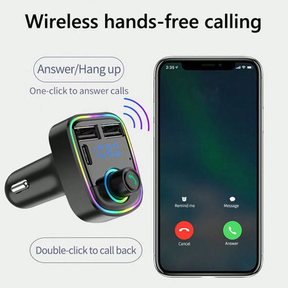 Car Audio MP3 Modulator 3.1A Player Audio Receiver, 2 USB Fast Charging Ports, Compatible With Apple, Android Phones, Laptops, Fast Charging Adapter Supports Fast Charging And Multiple Devices, Portab