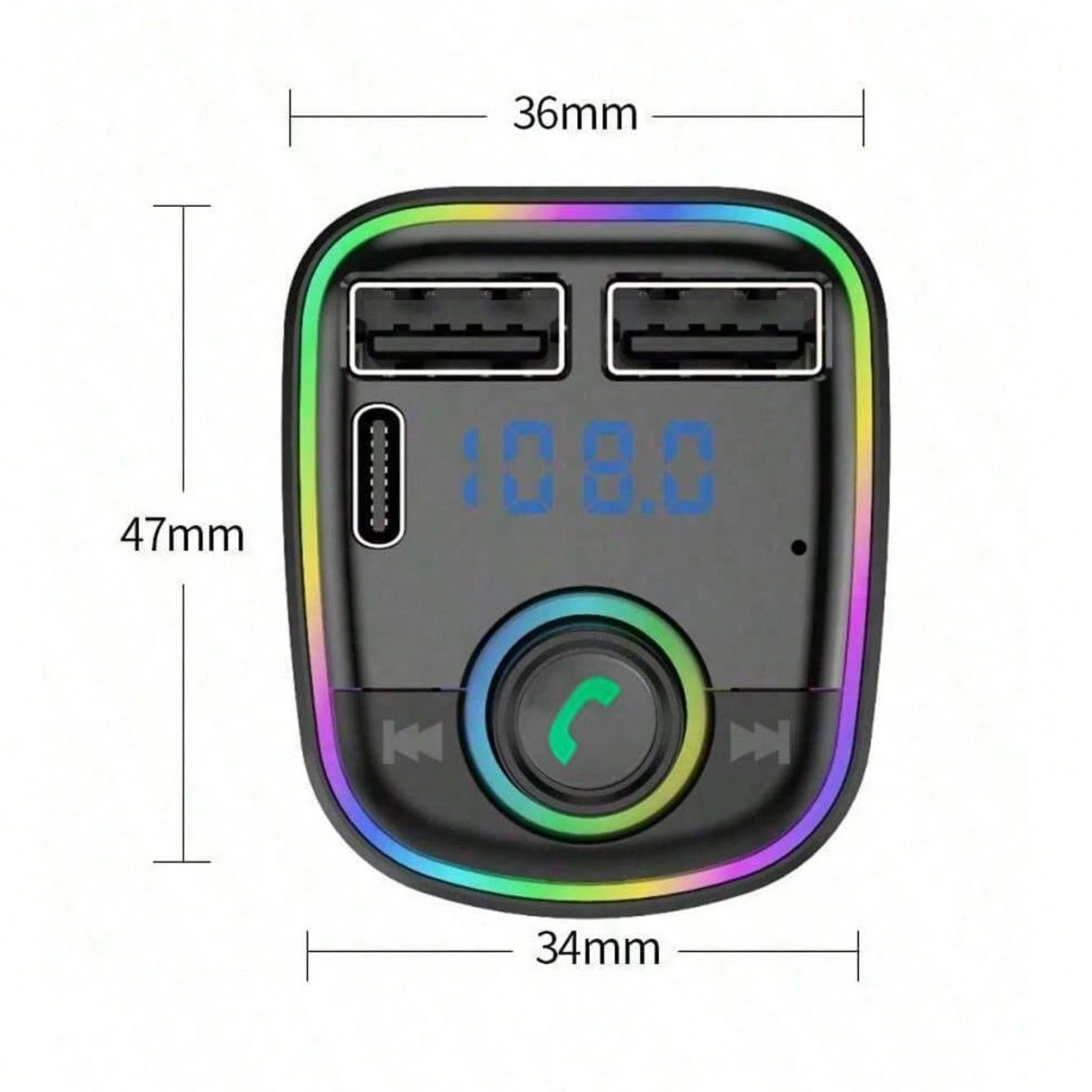Car Audio MP3 Modulator 3.1A Player Audio Receiver, 2 USB Fast Charging Ports, Compatible With Apple, Android Phones, Laptops, Fast Charging Adapter Supports Fast Charging And Multiple Devices, Portab