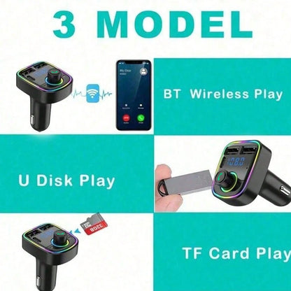 Car Audio MP3 Modulator 3.1A Player Audio Receiver, 2 USB Fast Charging Ports, Compatible With Apple, Android Phones, Laptops, Fast Charging Adapter Supports Fast Charging And Multiple Devices, Portab